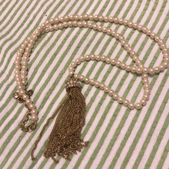 J. Crew Jewelry - J Crew Pearl and Tassel Necklace
